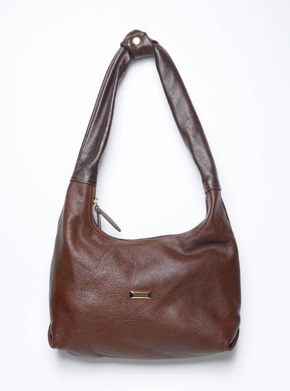 Bolsa Hobo Couro Média Tiracolo Cacau BSI-5860 - CA