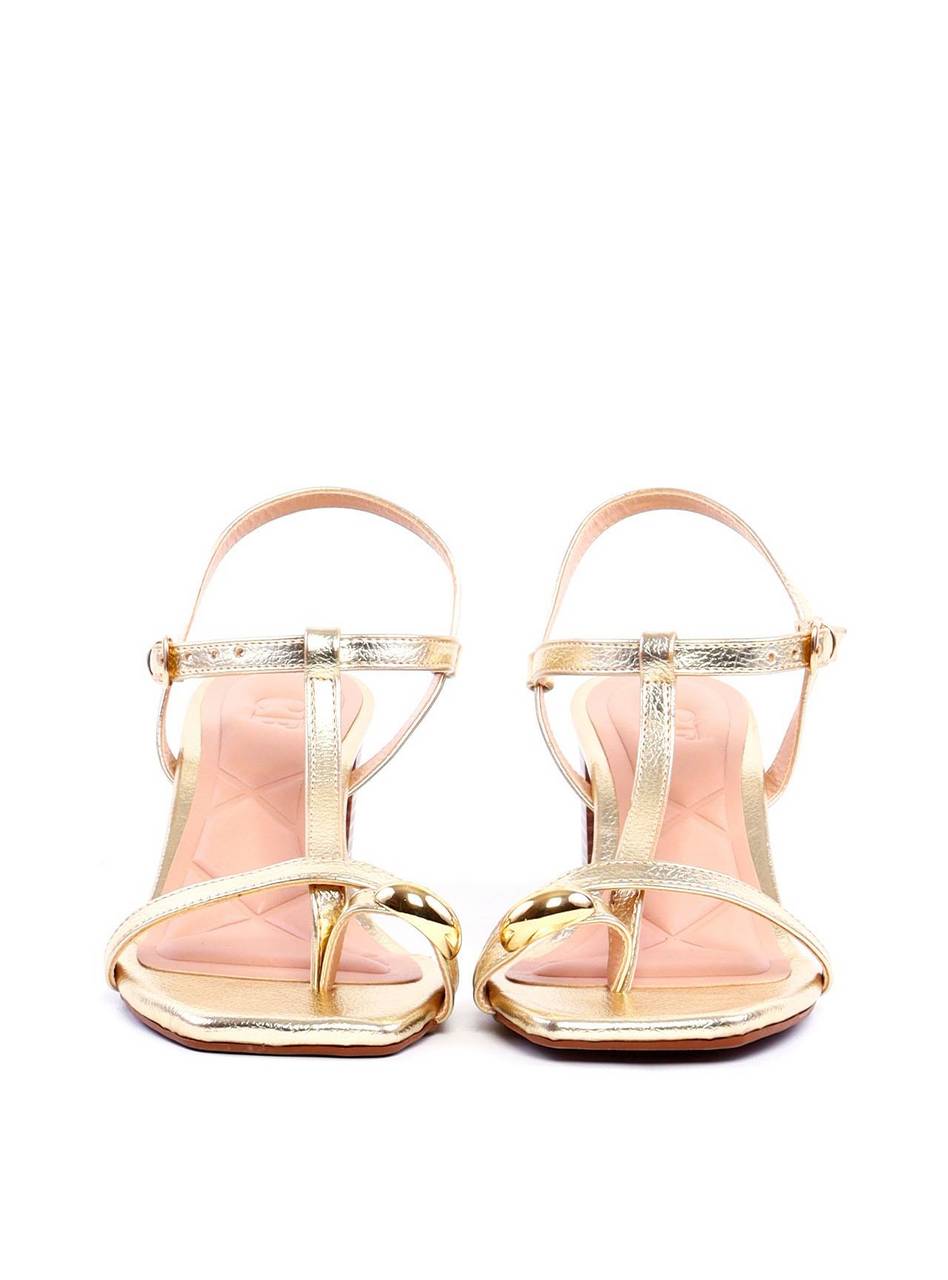 Sandália Salto Bloco Fachetado - Ouro SDI-11979 - AU