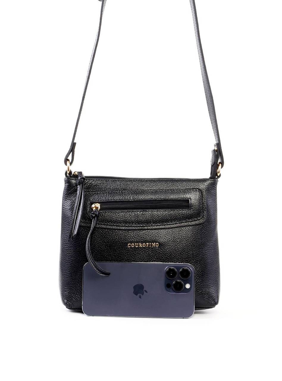 Bolsa Tote Transversal com Bolso Frontal - Preta BSI-6459 - PR