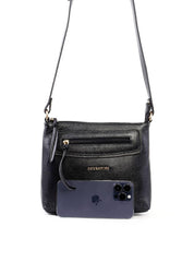 Bolsa Tote Transversal com Bolso Frontal - Preta BSI-6459 - PR