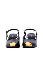 Scarpin Slingback com Biqueira Cromada - Preta SD-12014 - PR