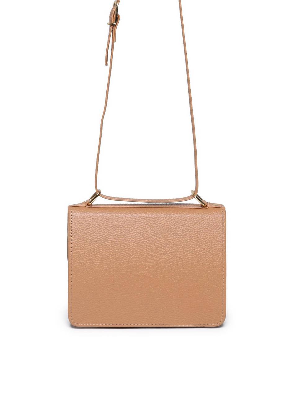 Bolsa Feminina Couro Pequena Saddle Transversal Nude BSI-5897 - NU