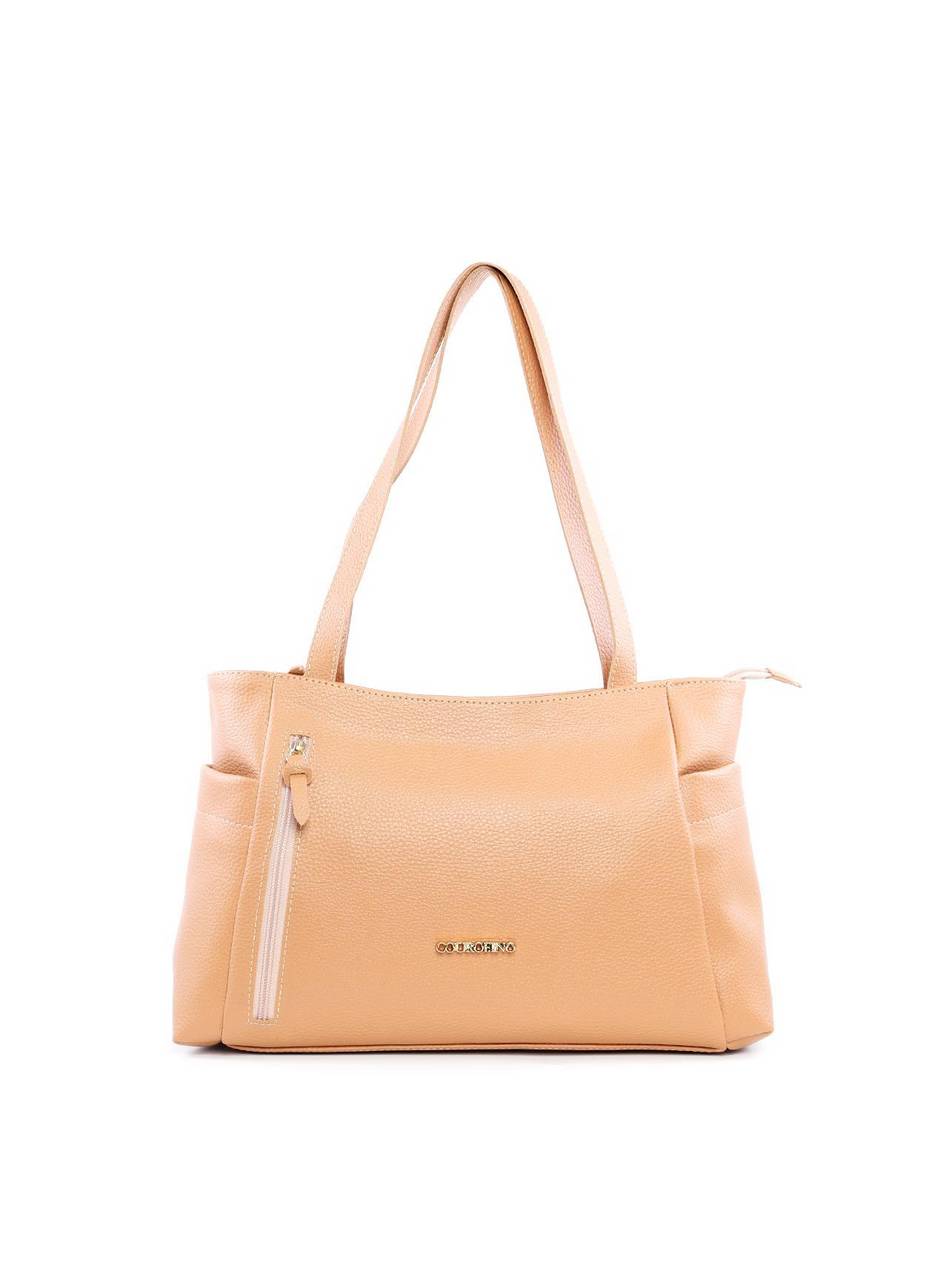 Bolsa Tote com Ziper Frontal Vertical - Nude BSI-6177 - NU