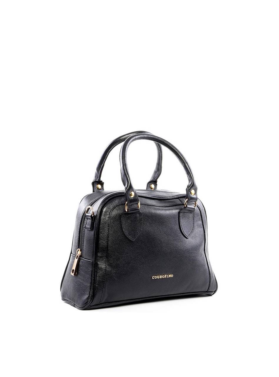 Bolsa Baú com Recortes e Alça Dupla - Preta BSI-6442 - PR