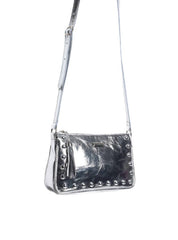 Bolsa Clutch Couro Pequena Transversal Prata BSI-5873 - PT