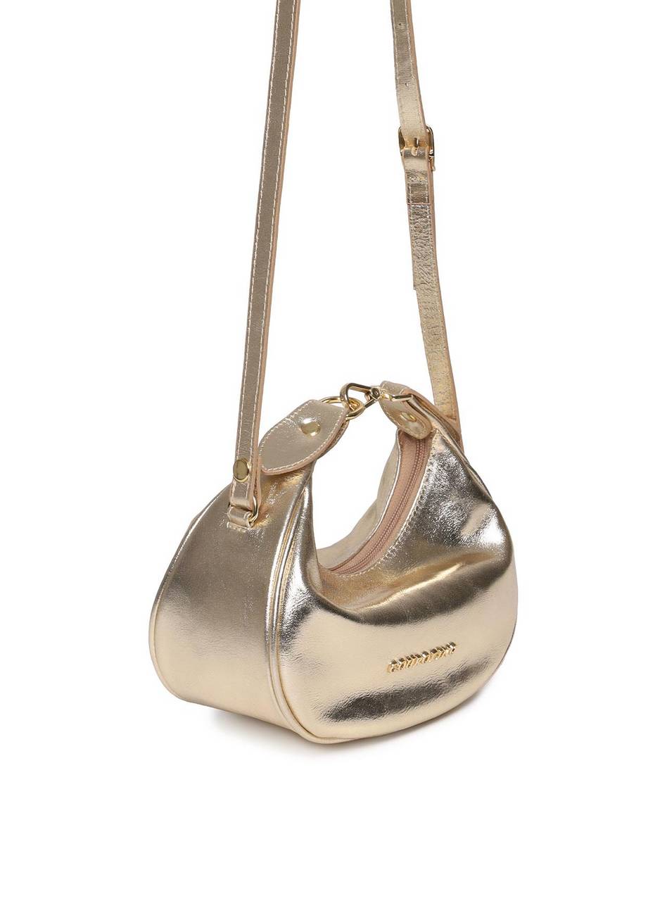 Bolsa Feminina Hobo Couro Pequena Ouro BSI-5937 - AU