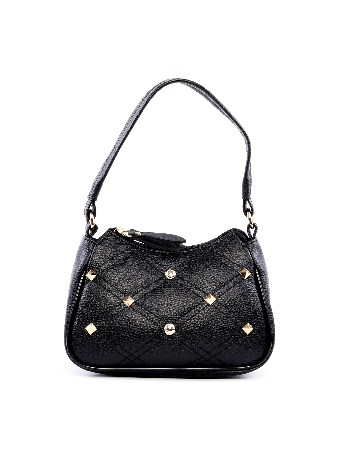 Bolsa Clutch com Alça Tiracolo Removível em Matelassê e Spikes - Preta BSI-5966 - PR