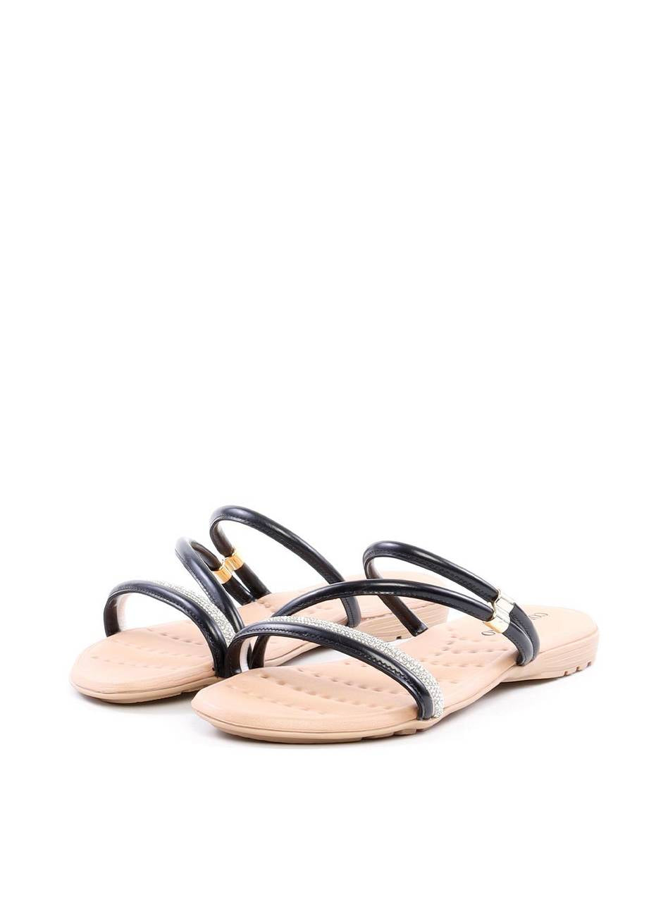 Rasteiras Comfort Tiras Finas com Strass - Preta SDI-11920 - PR