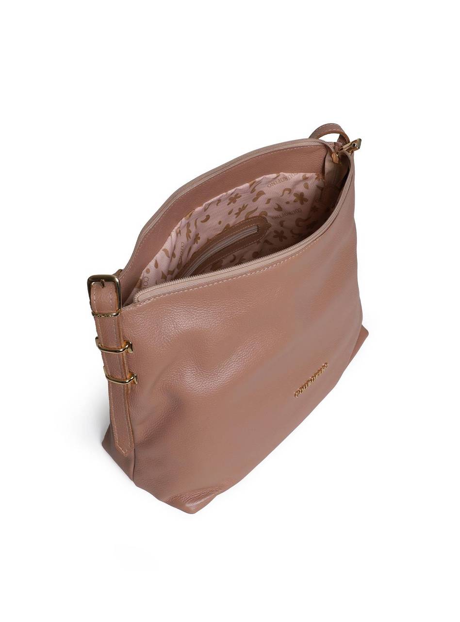 Bolsa Feminina Hobo Couro Grande Tiracolo Nude BSI-5939 - NU