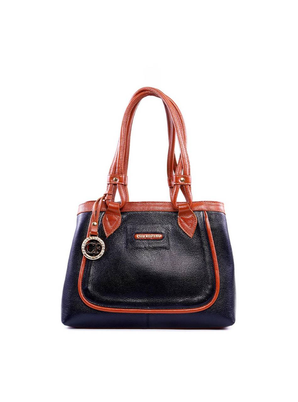Bolsa Alderice Tote Detalhe Costura e Bag Charm - Preta BSI-6322 - PR