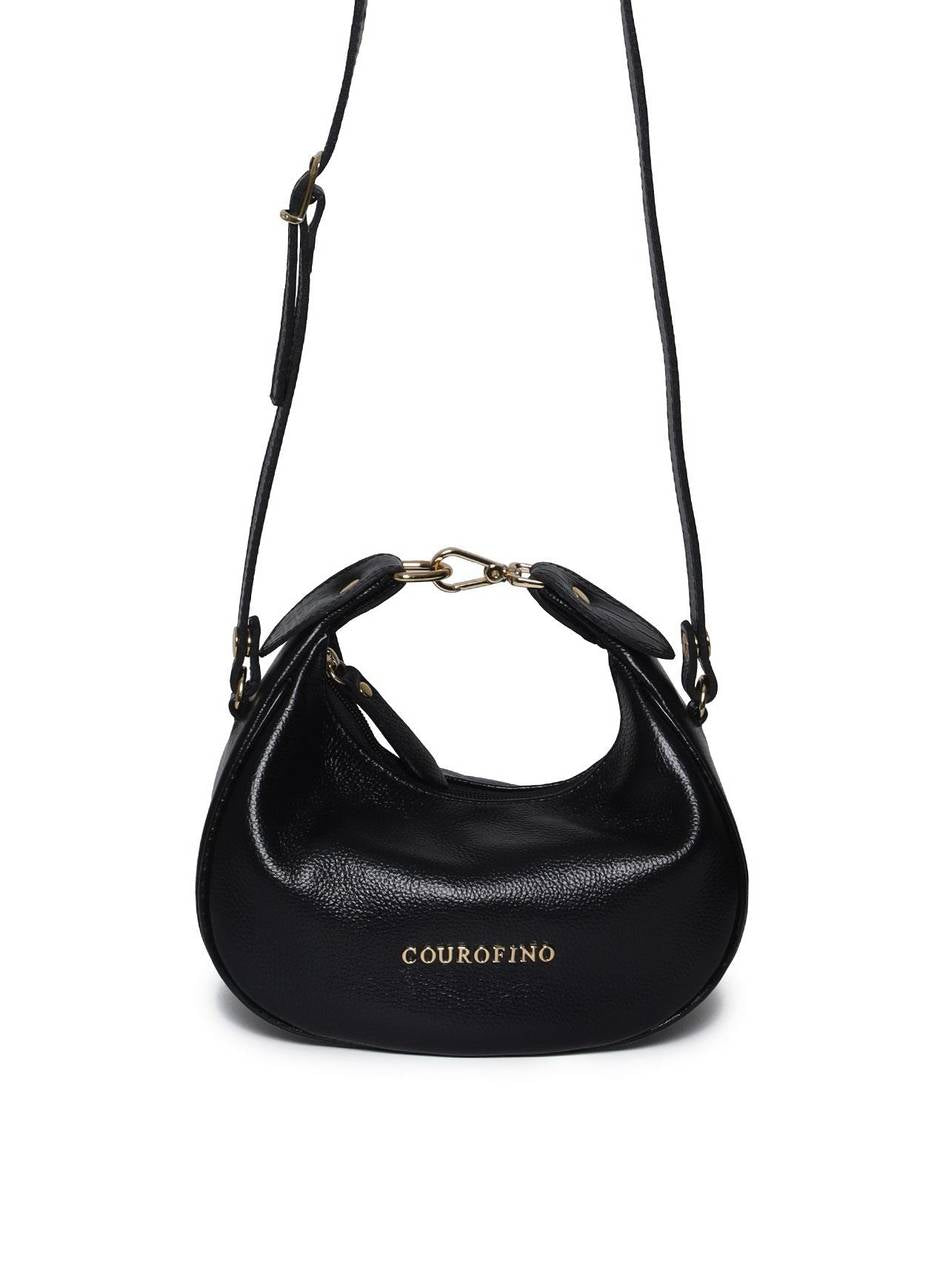 Bolsa Feminina Hobo Couro Pequena Preta BSI-5937 - PR