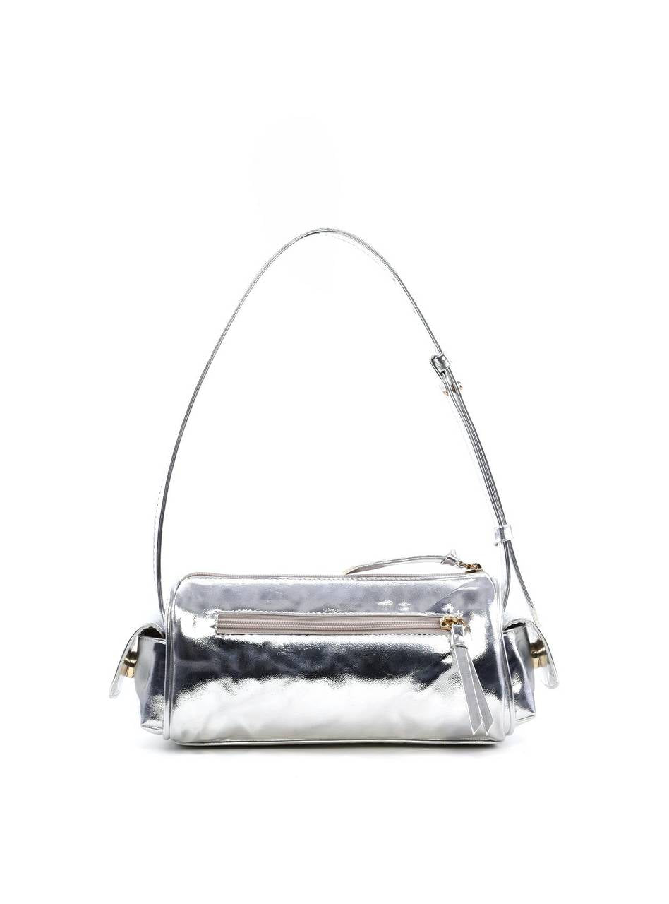 Bolsa Baguete Pequena com Bolsos Laterais - Prata BSI-6447 - PT