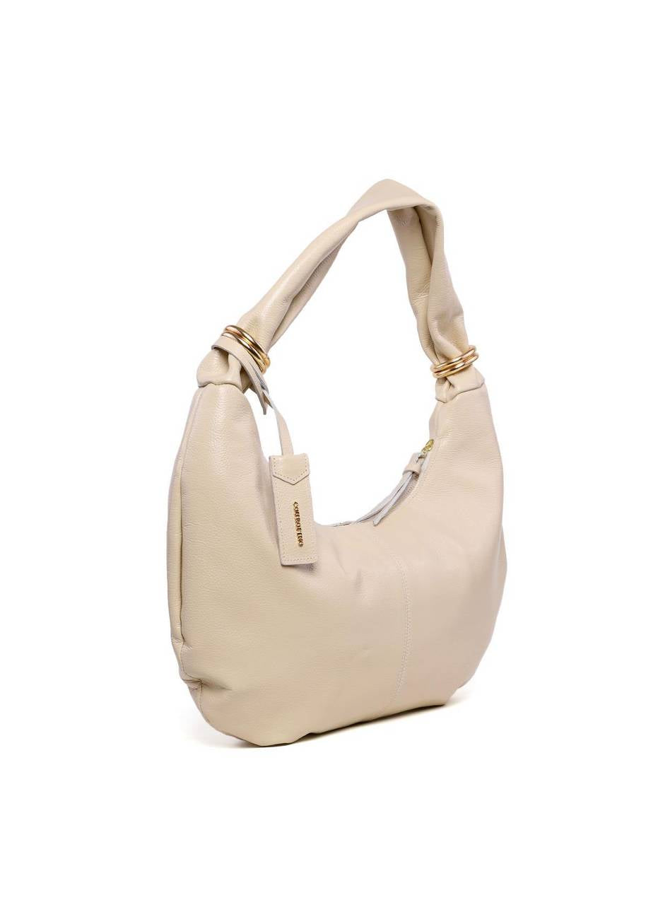 Bolsa Hobo de Couro com Argolas e Bag Charm - Fenno BSI-6226 - FE