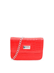 Bolsa Saddle Pequena Estruturada Alça Transversal Vermelha BSI-5724 - VE