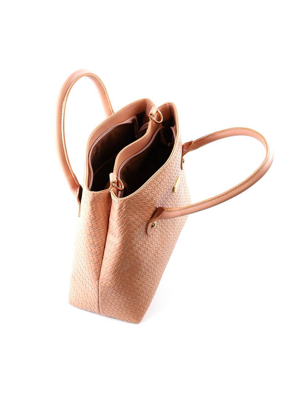 Bolsa Tote Grande com Duas Divisórias - Nude BSI-6389 - NU
