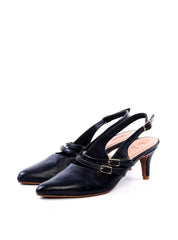Scarpin Slingback com Fivelas Laterias - Preta SDI-11737 - PR
