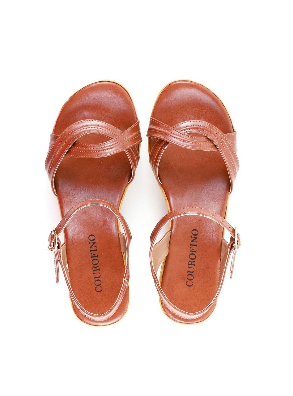 Sandália Anabela com Tira Pespontada - Castor SDI-11898 - CS