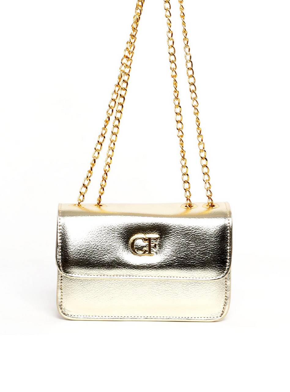 Bolsa Satchel Quadrada com Alça de Corrente - Ouro BSI-6287 - AU