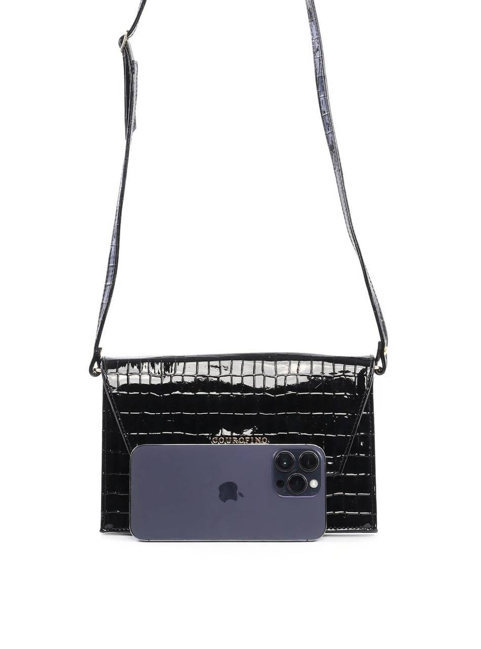 Bolsa Clutch Transversal Croco - Preta BSI-6416 - PR