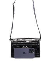 Bolsa Clutch Transversal Croco - Preta BSI-6416 - PR