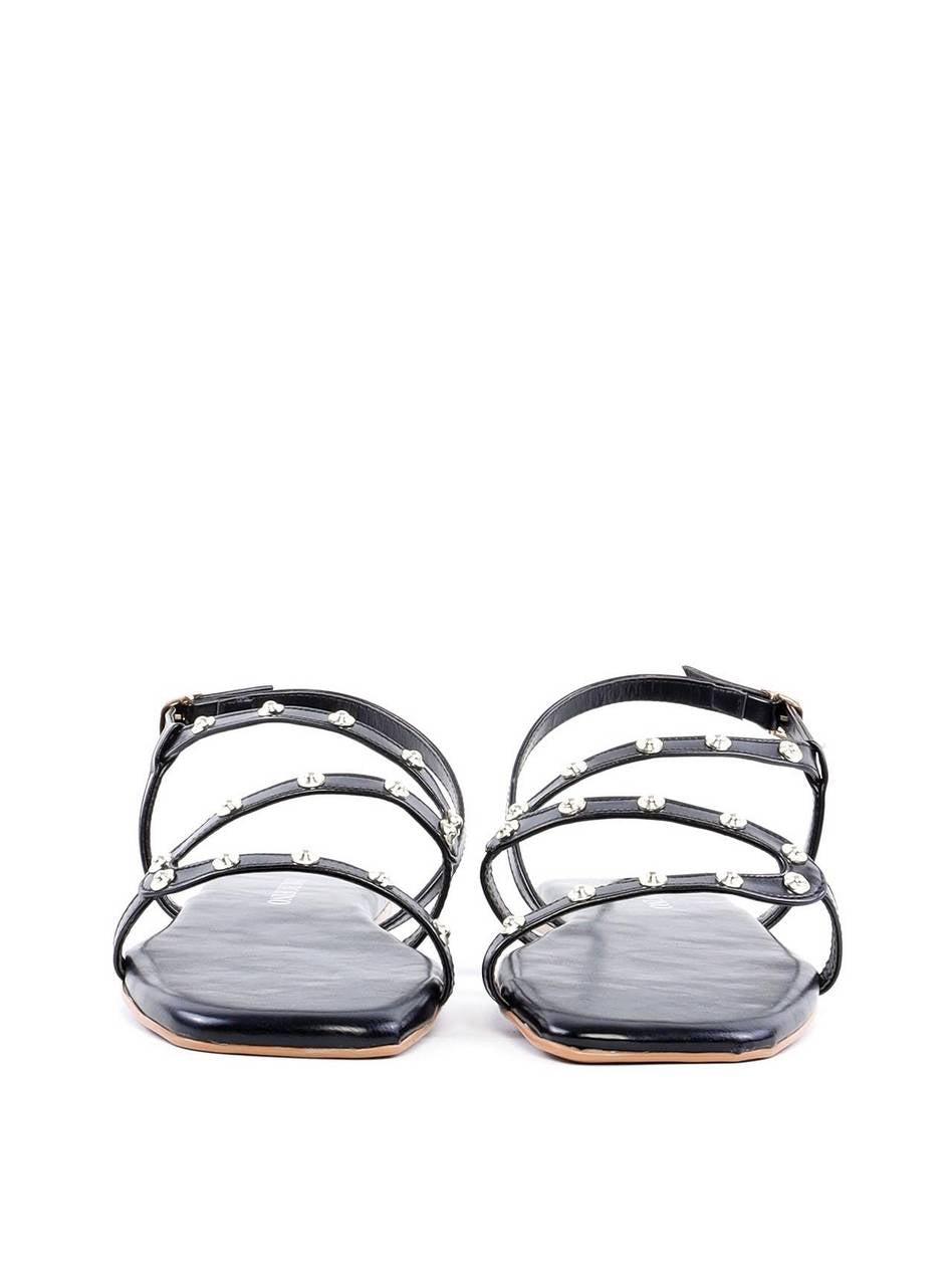 Rasteira de Tiras com Tachas - Preta SDI-11904 - PR