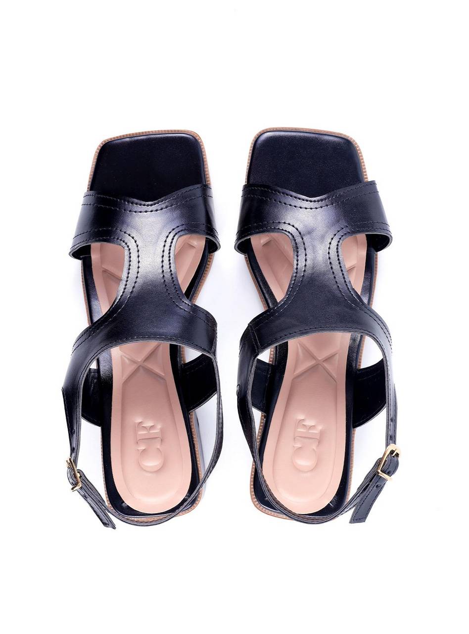 Sandália com Detalhes de Costura - Preta SDI-11790 - PR