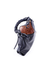 Bolsa Hobo de Mão com Alça Franzida - Preta BSI-6009 - PR