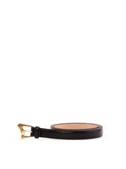 Cinto Feminino Fino Fivela Assimétrica Aço Escovado - Preta CTI-1009 - PR
