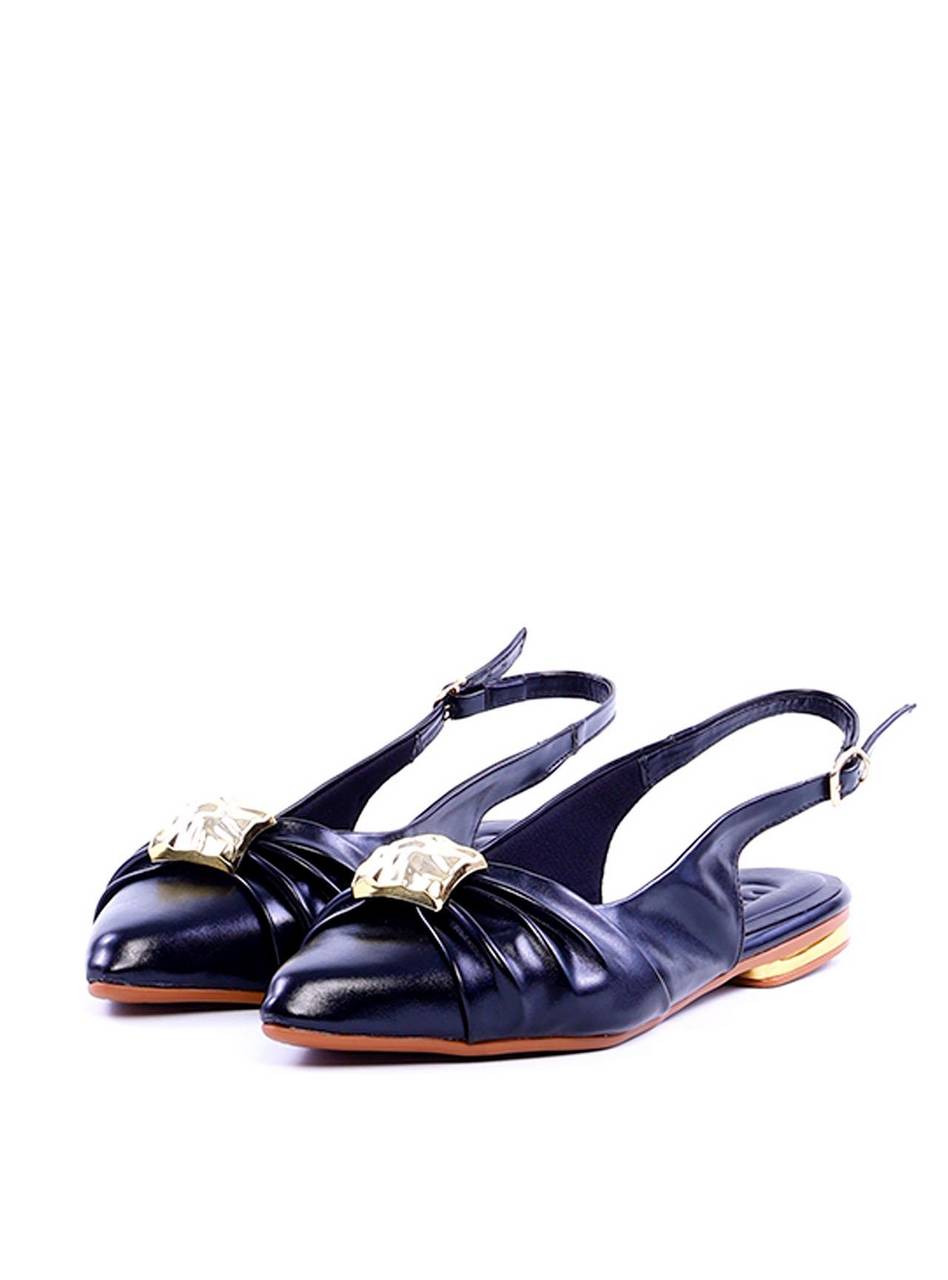 Sapatilha Slingback Drapeada Enfeite Orgânico - Preta SDI-11981 - PR