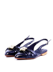Sapatilha Slingback Drapeada Enfeite Orgânico - Preta SDI-11981 - PR