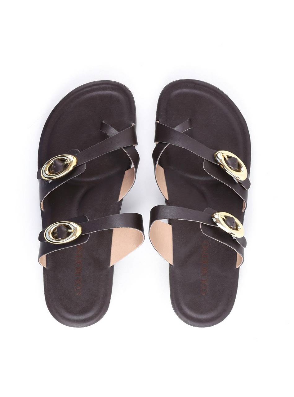 Rasteira Flatform Tiras e Fivelas - Cacau SD - 12127 - CA
