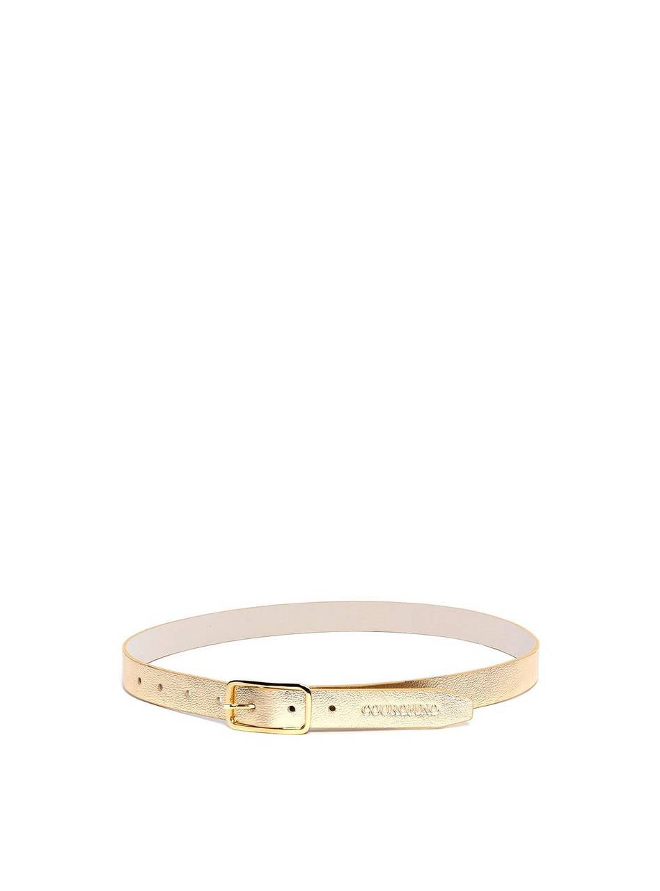 Cinto Feminino em Couro com Fivela Retangular - Ouro 1.1820000988 - AU