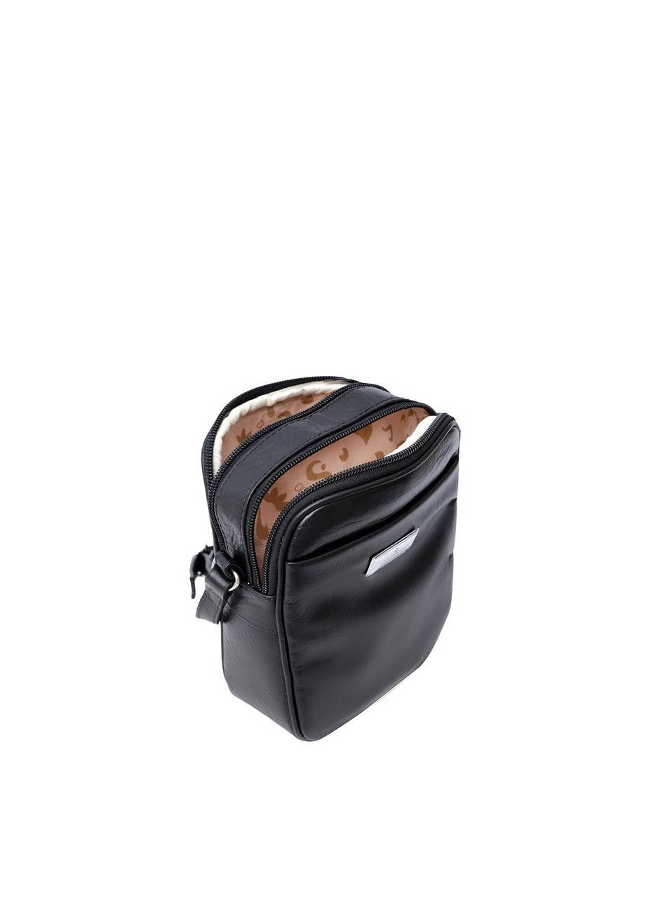 Bolsa Bag Couro Média Transversal Shoulder Preta BSI-5330 - PR