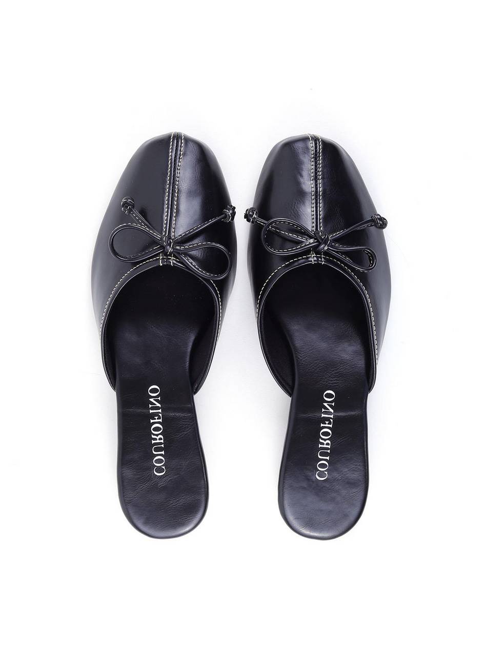 Mule Bico Quadrado Recorte Laço - Preto SDI-12059 - PR