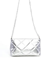 Bolsa Clutch Transversal em Metalassê - Prata BSI-6288 - PT