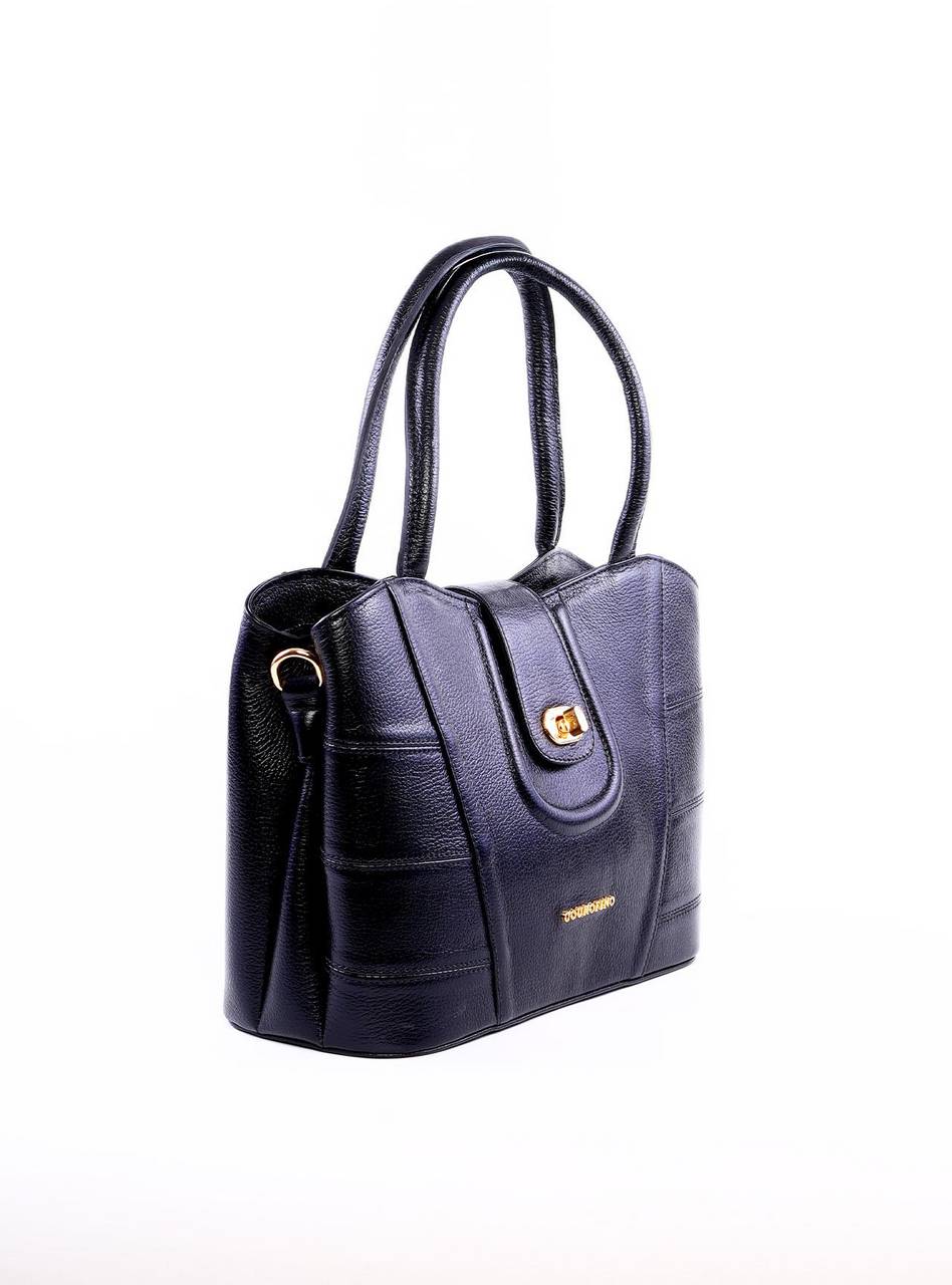 Bolsa Tote com Detalhes de Costura e Alça Dupla - Preta BSI-6258 - PR