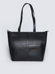 Bolsa Shopper Tiracolo Detalhes Tiras Zíper Puxador Preta BSI-5889 - PR