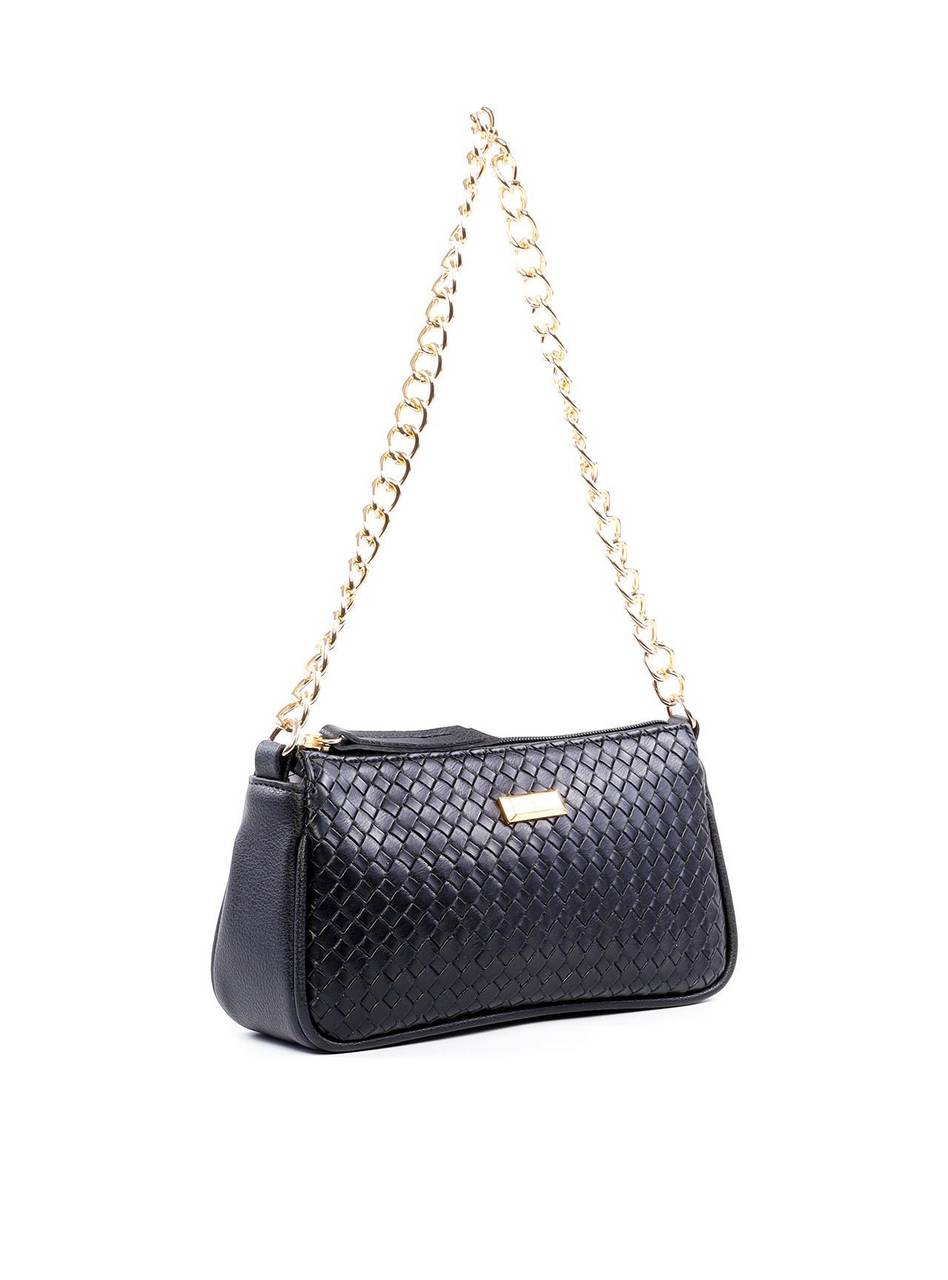 Bolsa Baguette em Tressê Pequena - Preta BSI-6236 - PR