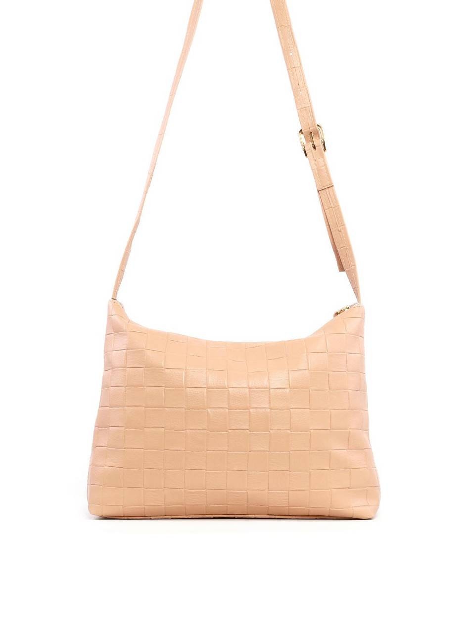 Bolsa Hobo Transversal em Tressê - Nude BSI-6123 - NU
