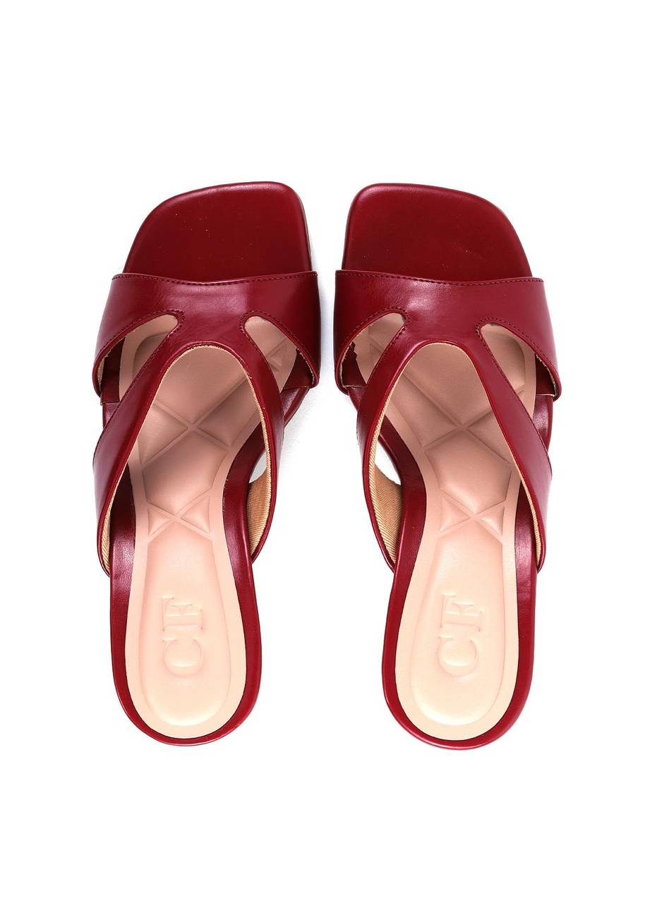 Tamanco Salto Geométrico Redondo Tiras Recortadas - Vermelho SDI-12044 - VE
