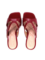 Tamanco Salto Geométrico Redondo Tiras Recortadas - Vermelho SDI-12044 - VE
