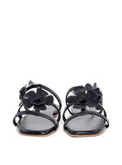 Rasteira Slide com Duas Flores - Preta SDI-11848 - PR