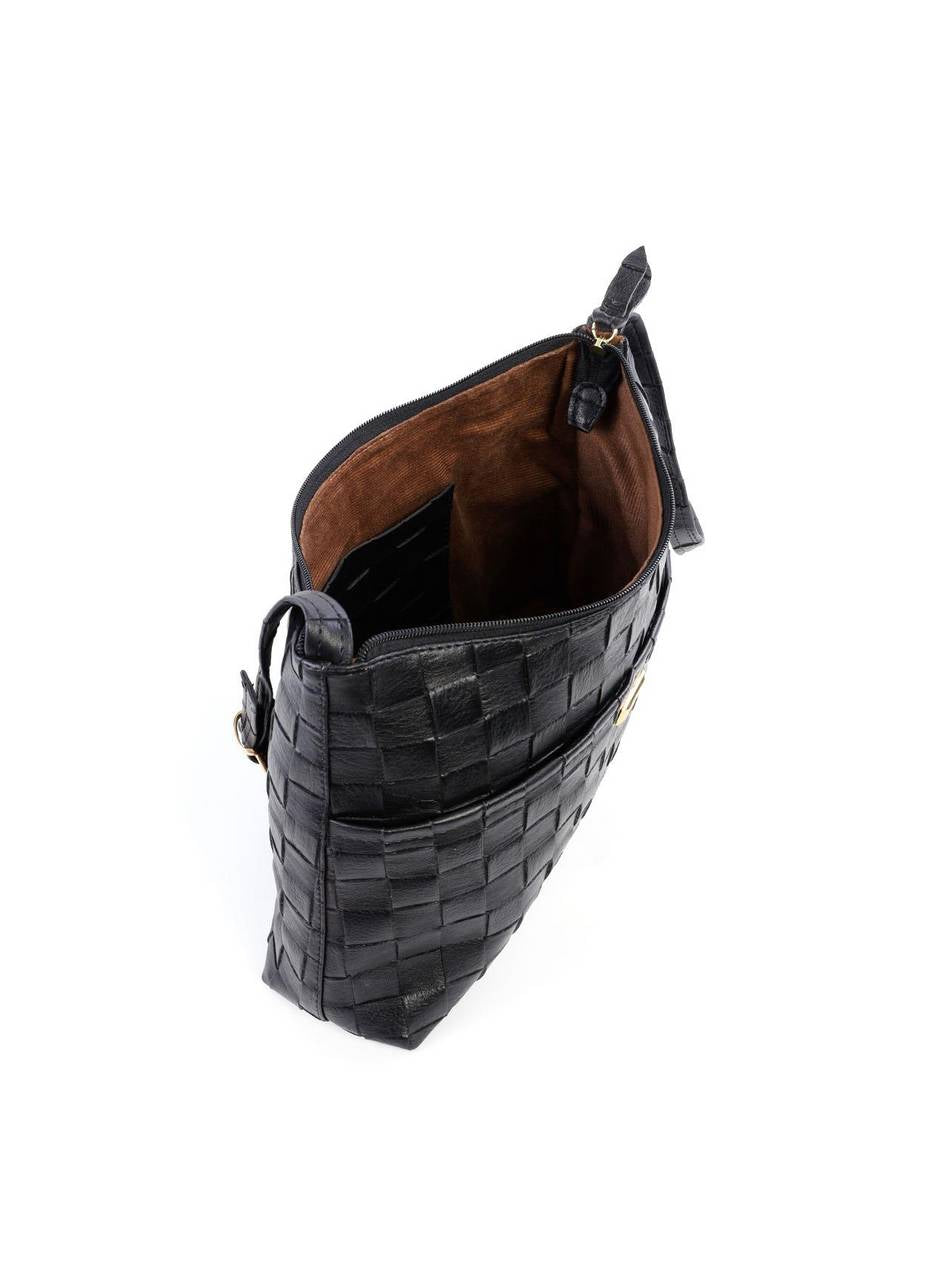 Bolsa Hobo Transversal em Tressê - Preta BSI-6123 - PR