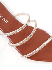 Sandália Rasteira com Strass Bico Folha SDI-12244 - CS