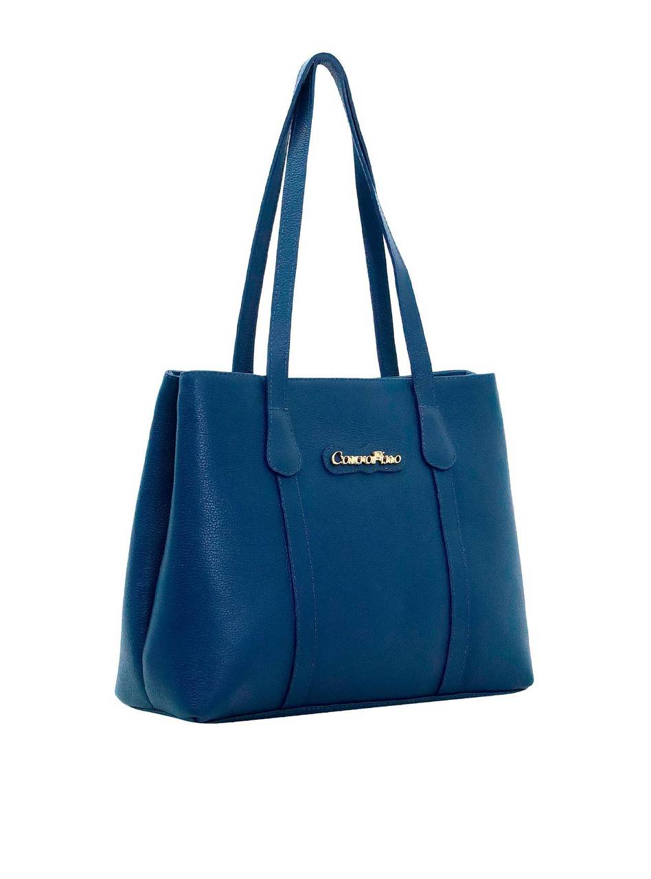 Bolsa Shopper Grande Couro Divisórias Azul BSI-5686 - AZ