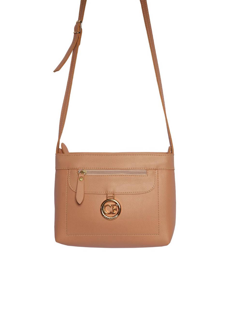 Bolsa Feminina Transversal com Ziper Nude BSI-5783 - NU