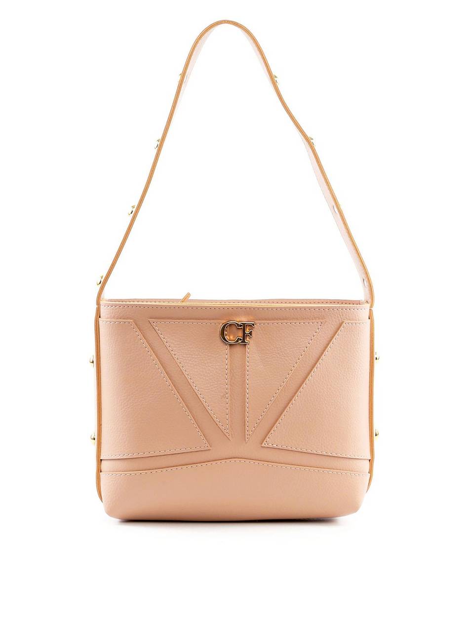 Bolsa Tote Média com Costura e Esferas Douradas - Nude BSI-6410 - NU