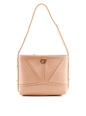 Bolsa Tote Média com Costura e Esferas Douradas - Nude BSI-6410 - NU