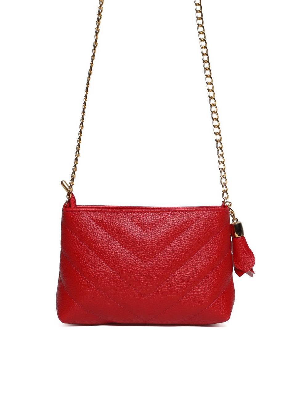 Bolsa Clutch Sintética Tiracolo com Detalhes em Costura - Vermelha BSI-5961 - VE