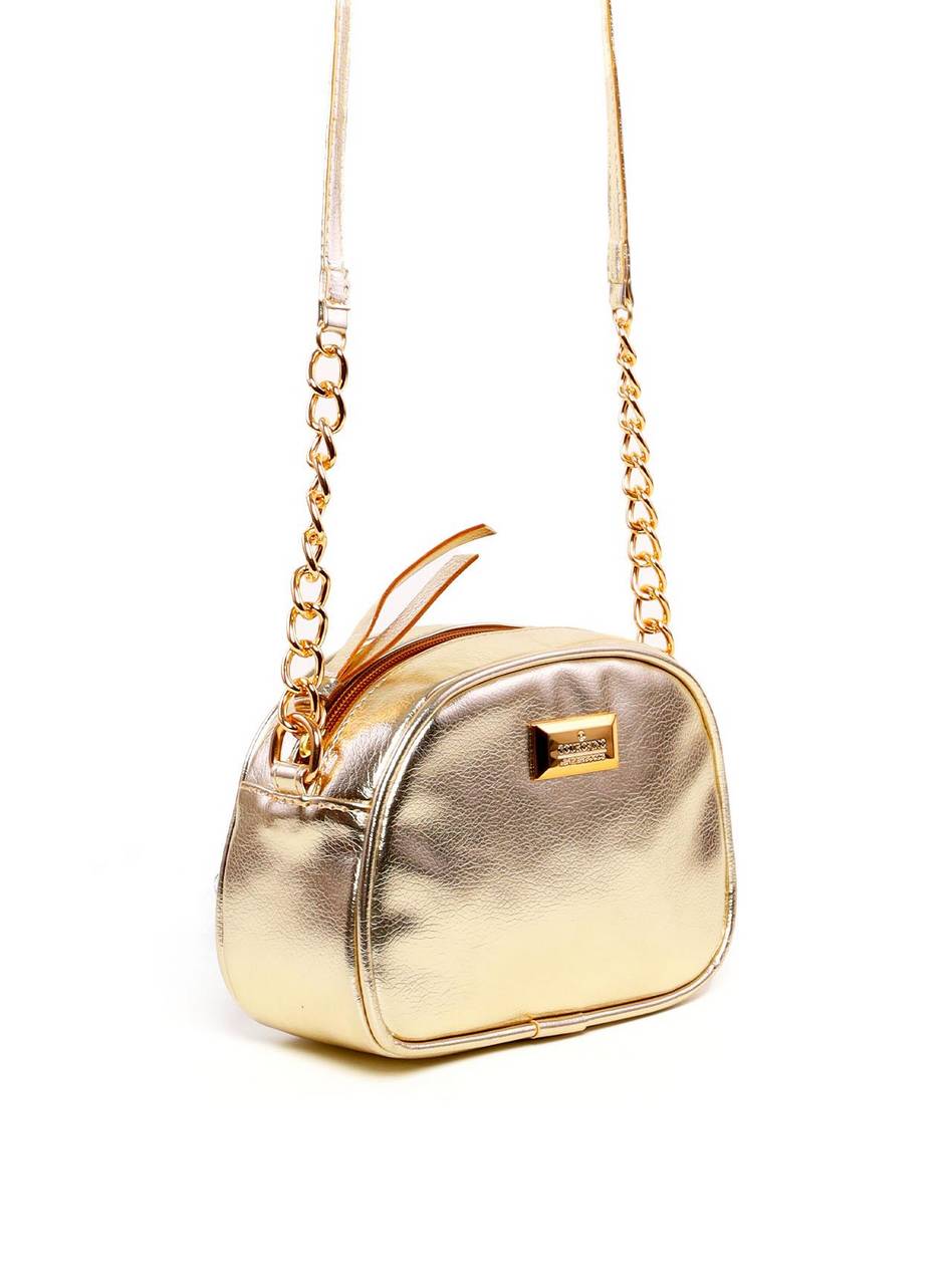 Bolsa Baú Transversal com Bolso Traseiro - Ouro BSI-6285 - AU